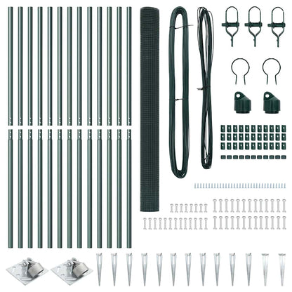 vidaXL Poteau de clôture vert 25 x 1,5 m (maille 16 x 16 mm) Acier et PVC