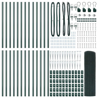 vidaXL Zaunpfosten Grün 50 x 0,4 m (16 x 16 mm Netz) Stahl und PVC