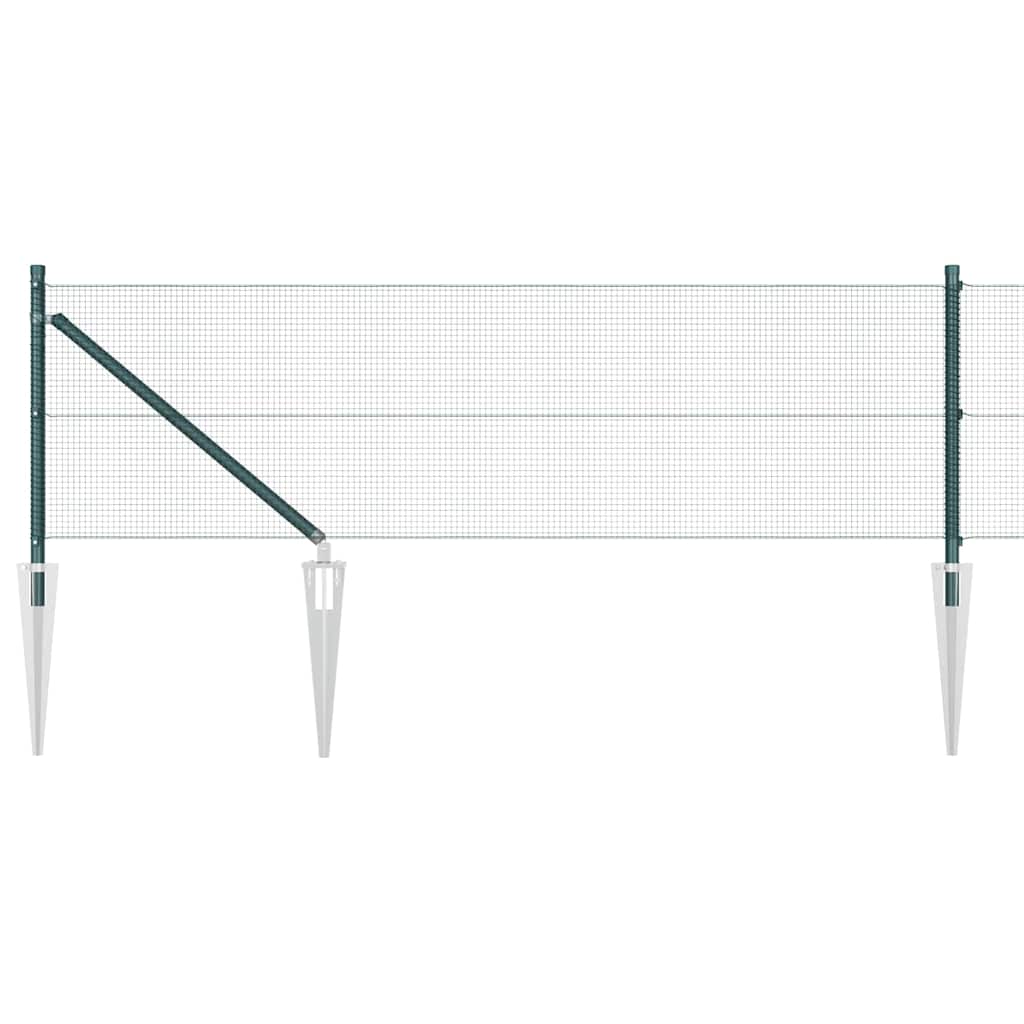 vidaXL Poteau de clôture vert 50 x 0,5 m (maille de 12 x 12 mm) acier et PVC