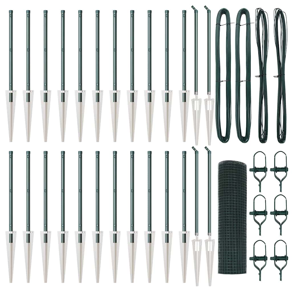 vidaXL Poteau de clôture vert 50 x 0,6 m (maillage 19 x 19 mm) Acier et PVC
