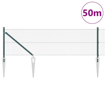 vidaXL Zaunpfosten Grün 50 x 0,8 m (16 x 16 mm Maschen) Stahl und PVC