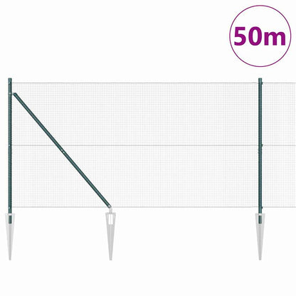 vidaXL Poteau de clôture vert 50 x 1 m (mailles 16 x 16 mm) Acier et PVC