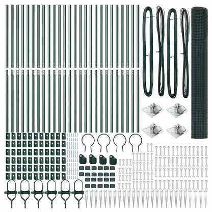 vidaXL Zaunpfosten Grün 50 x 1,2 m (12 x 12 mm Maschen) Stahl und PVC