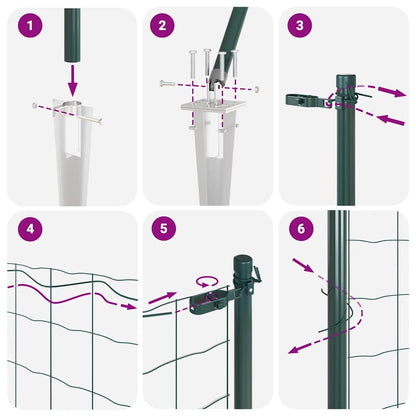 vidaXL Zaunpfosten Grün 50 x 1,2 m (19 x 19 mm Netz) Stahl und PVC