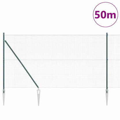 vidaXL Zaunpfosten Grün 50 x 1,4 m (Masche 19 x 19 mm) Stahl und PVC