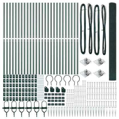 vidaXL Zaunpfosten Grün 50 x 1,5 m (16 x 16 mm Maschen) Stahl und PVC