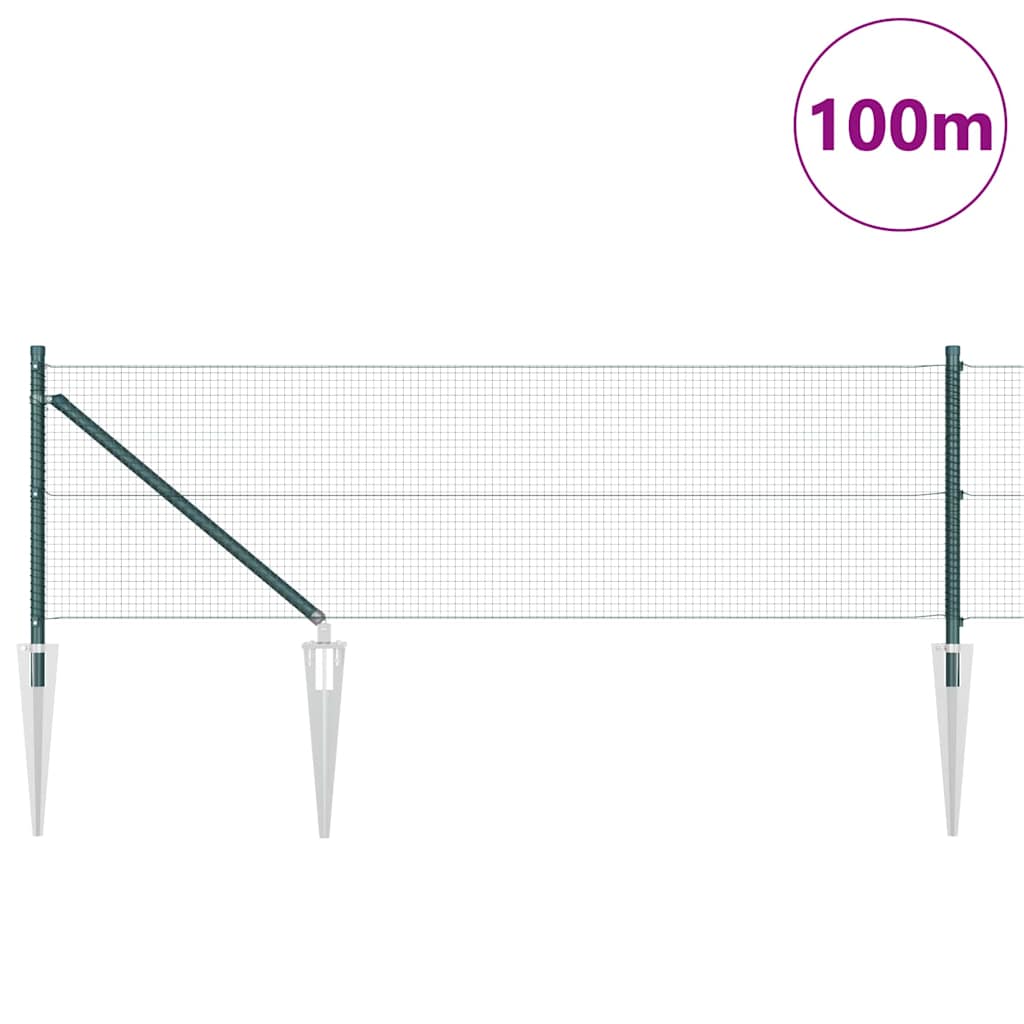 vidaXL Zaunpfosten Grün 100 x 0,5 m (16 x 16 mm Maschen) Stahl und PVC