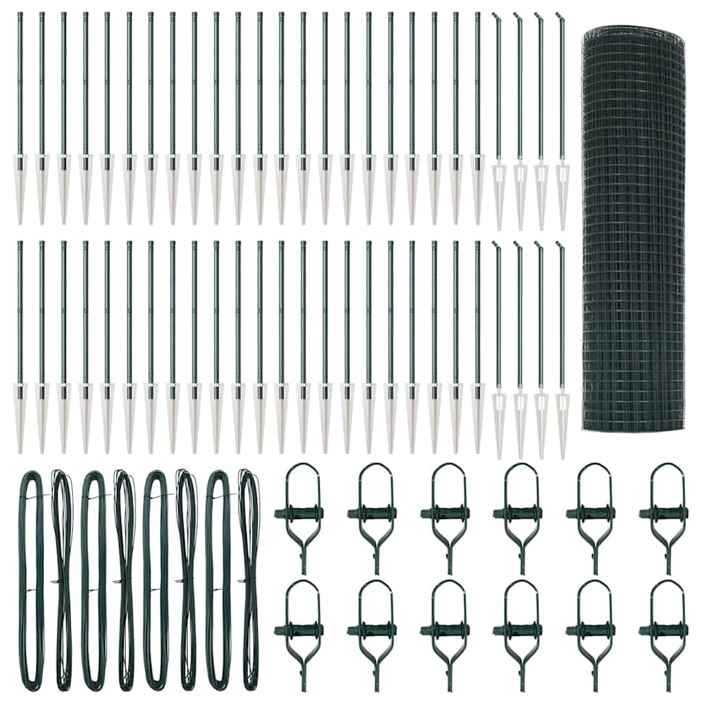 Zaunpfosten Grün 100 x 0,5 m (25 x 25 mm Maschen) Stahl und PVC