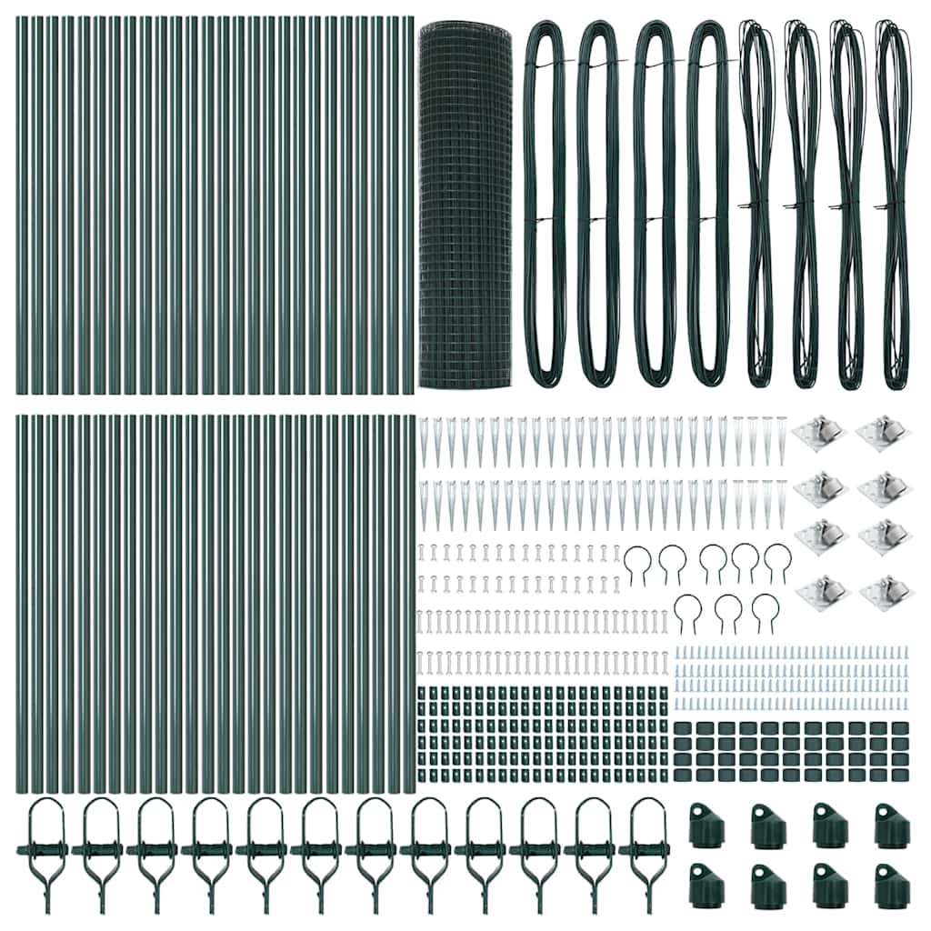Zaunpfosten Grün 100 x 0,5 m (25 x 25 mm Maschen) Stahl und PVC