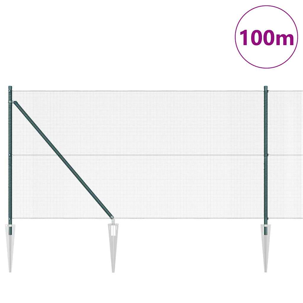 vidaXL Zaunpfosten Grün 100 x 1 m (12 x 12 mm Maschen) Stahl und PVC