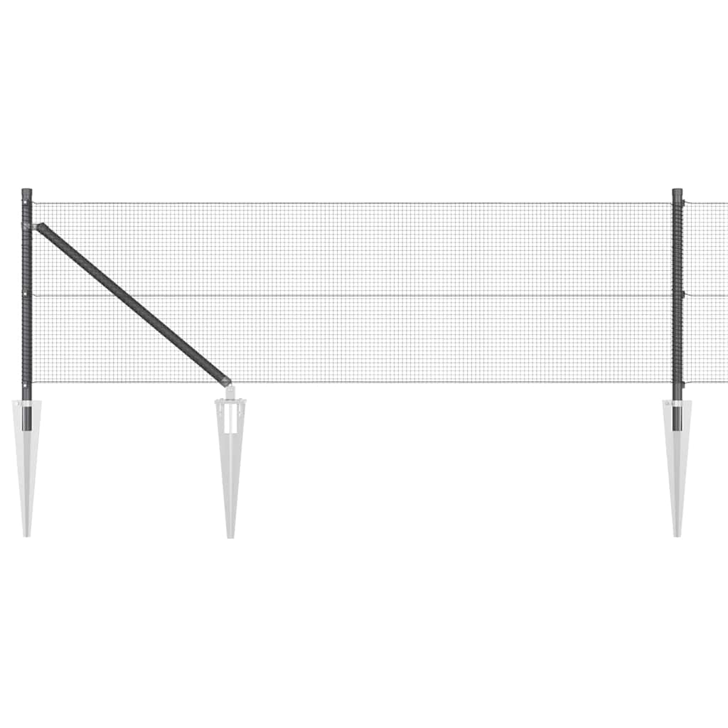 vidaXL Zaunpfosten Grau 10 x 0,4 m (12 x 12 mm Maschen) Stahl und PVC