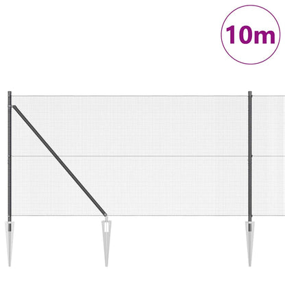 vidaXL Poteau de clôture gris 10 x 1 m (mailles 12 x 12 mm) acier