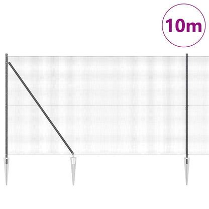 vidaXL Zaunpfosten Grau 10 x 1,5 m (16 x 16 mm Gitter) Stahl und PVC