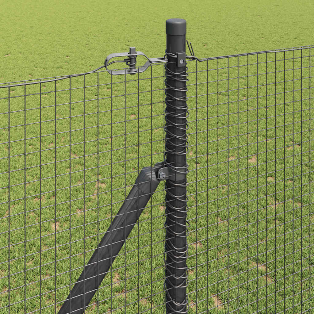 vidaXL Zaun mit Pfosten Grau 1,5 x 10 m Stahl