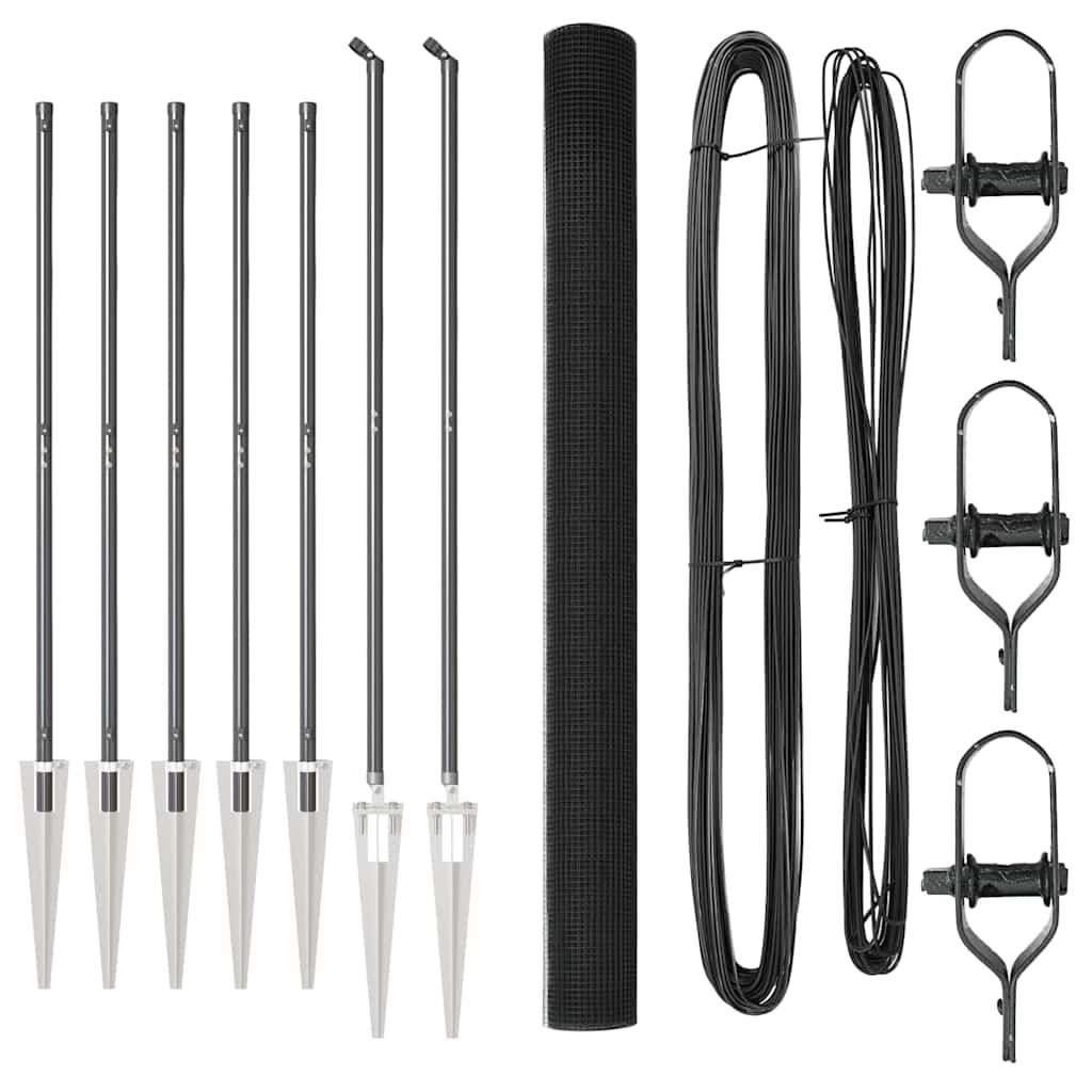 Zaunpfosten Grau 10 x 1,6 m (12 x 12 mm Maschenweite)