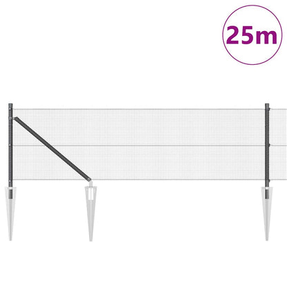 vidaXL Zaunpfosten Grau 25 x 0,4 m (12 x 12 mm Maschen) Stahl und PVC