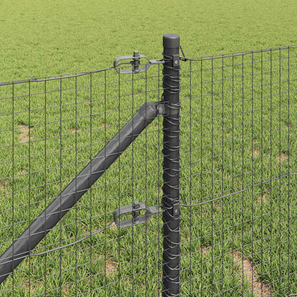 vidaXL Zaunpfosten Grau 25 x 0,4 m (25 x 25 mm Netz) Stahl und PVC