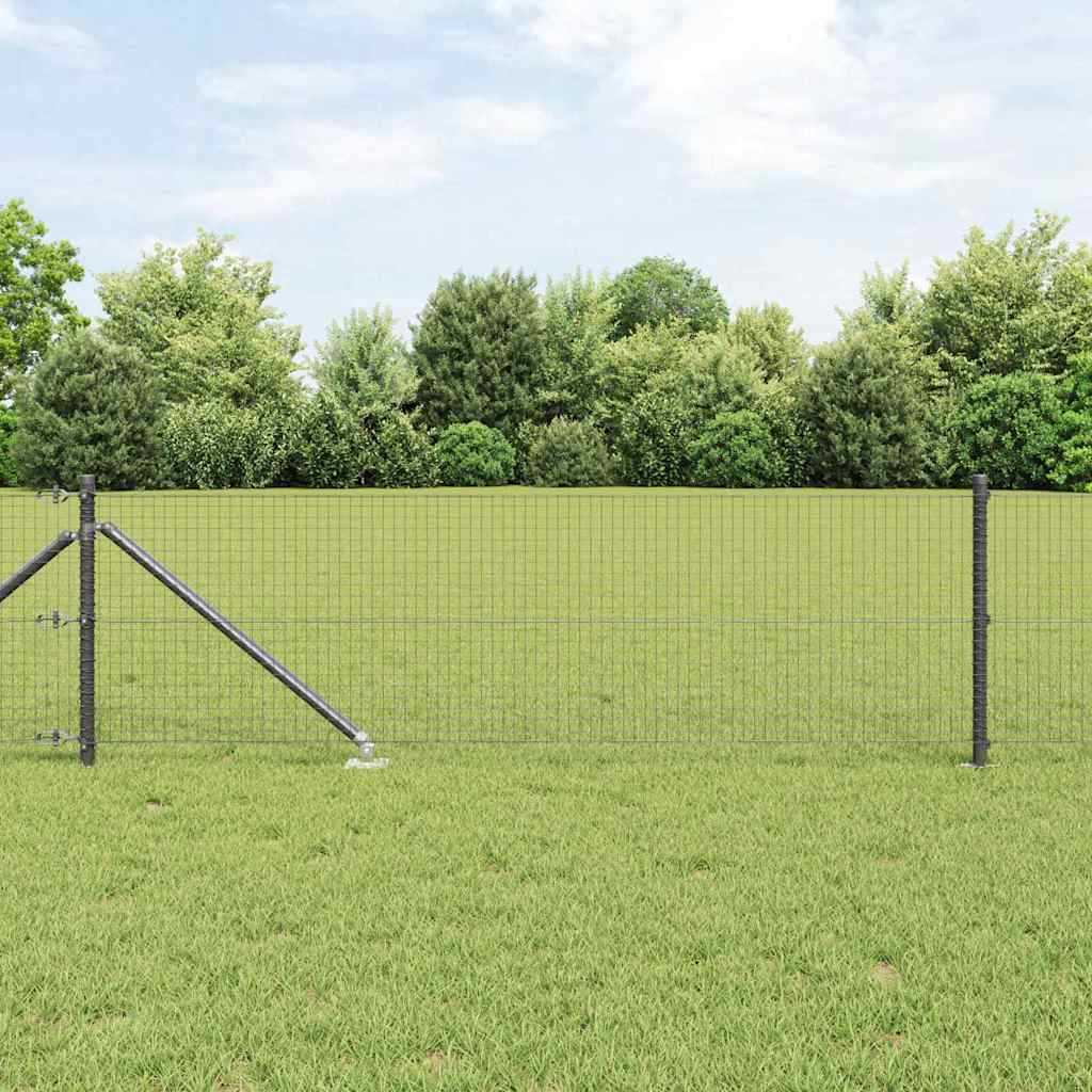 vidaXL Zaunpfosten Grau 25 x 0,4 m (25 x 25 mm Netz) Stahl und PVC