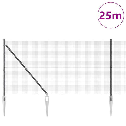 vidaXL Zaun mit Pfosten Grau 1 x 25 m Stahl