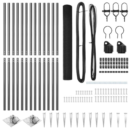Zaunpfosten Grau 25 x 1,2 m (16 x 16 mm Maschen) Stahl und PVC