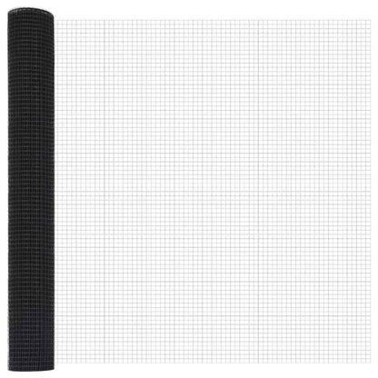 Zaunpfosten Grau 25 x 1,2 m (16 x 16 mm Maschen) Stahl und PVC