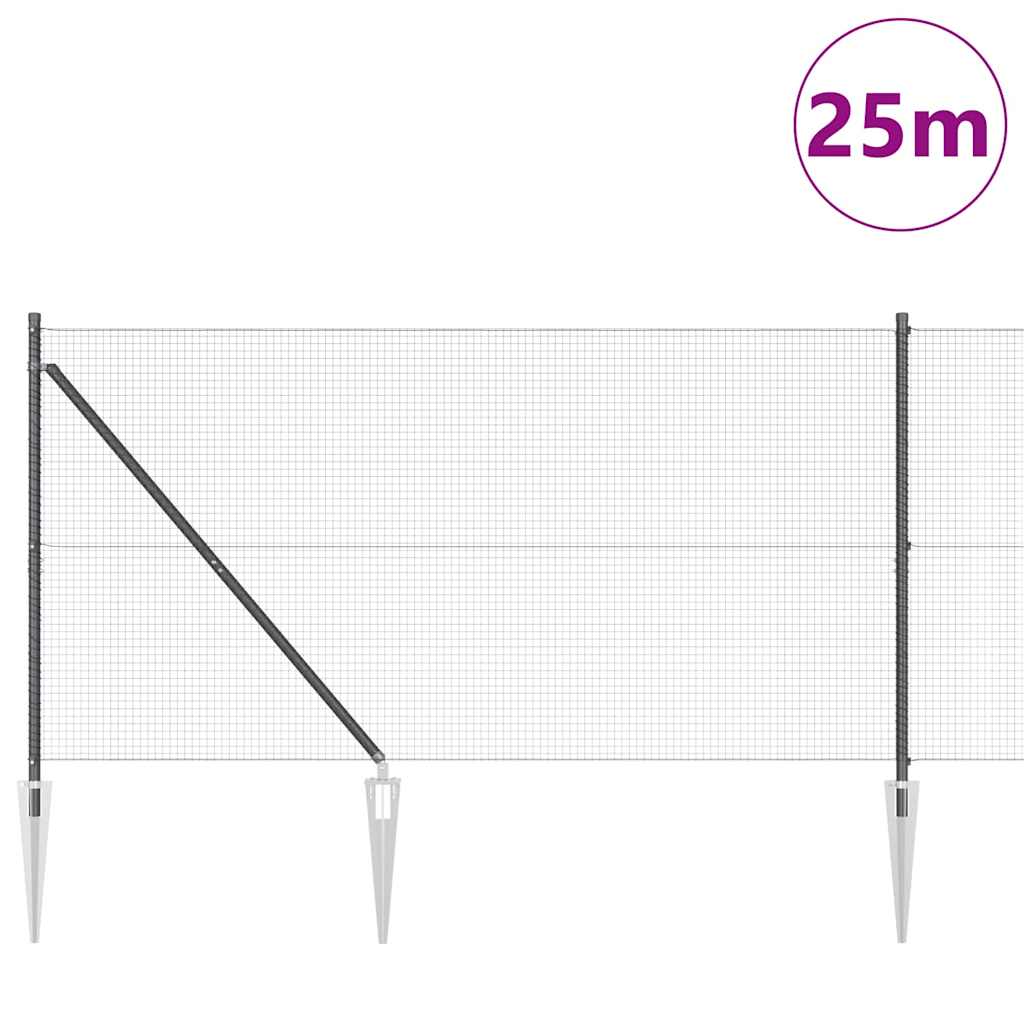 vidaXL Zaunpfosten Grau 25 x 1,2 m (19 x 19 mm Netz) Stahl und PVC