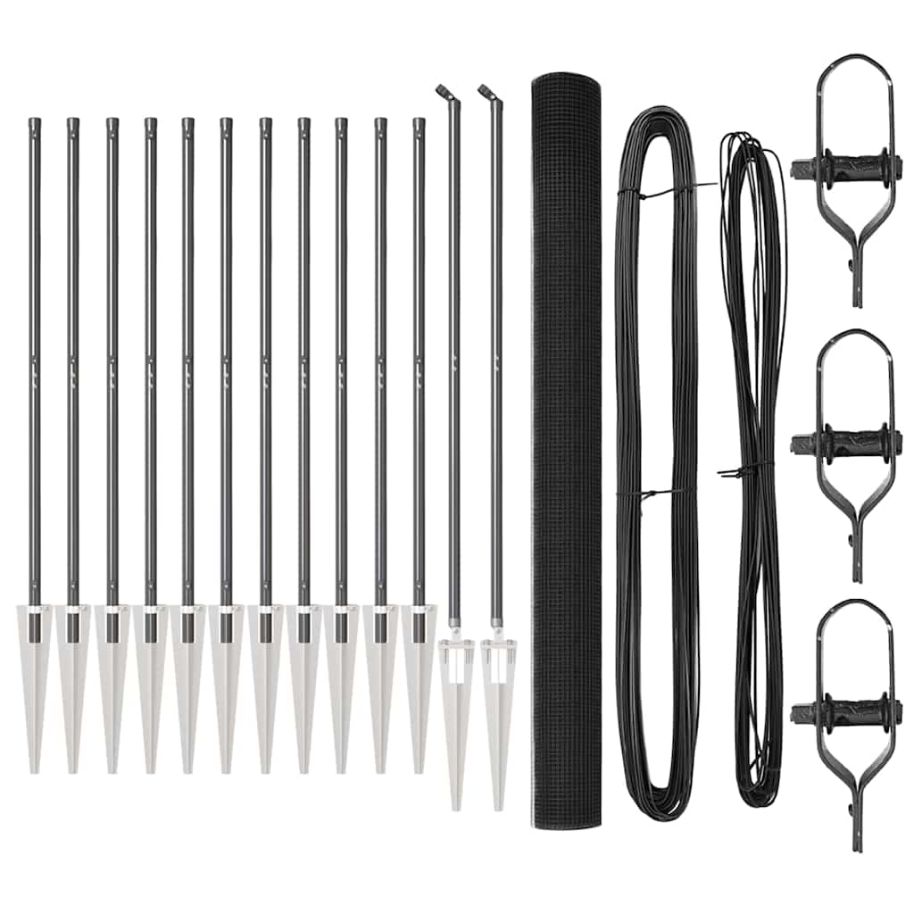 Zaunpfosten Grau 25 x 1,5 m (12 x 12 mm Netz) Stahl