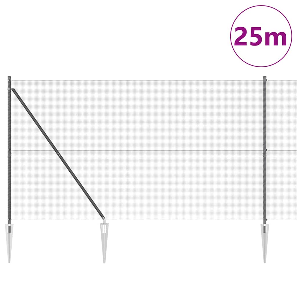 vidaXL Zaunpfosten Grau 25 x 1,6 m (12 x 12 mm Netz) Stahl und PVC