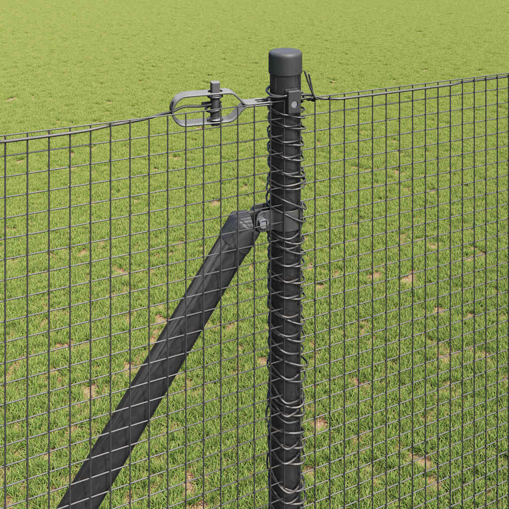 vidaXL Zaunpfosten Grau 25 x 1,6 m (16 x 16 mm Netz) Stahl und PVC
