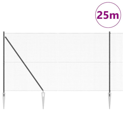 vidaXL Zaunpfosten Grau 25 x 1,6 m (25 x 25 mm Gitter) Stahl und PVC
