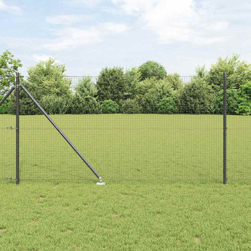 vidaXL Zaunpfosten Grau 50 x 1 m (25 x 25 mm Masche) Stahl und PVC