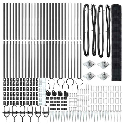 vidaXL Zaunpfosten Grau 50 x 1,4 m (16 x 16 mm Gewebe) Stahl und PVC
