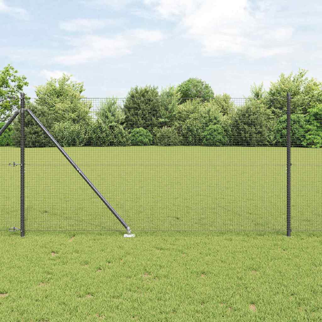 vidaXL Zaunpfosten Grau 50 x 1,4 m (Masche 19 x 19 mm) Stahl und PVC