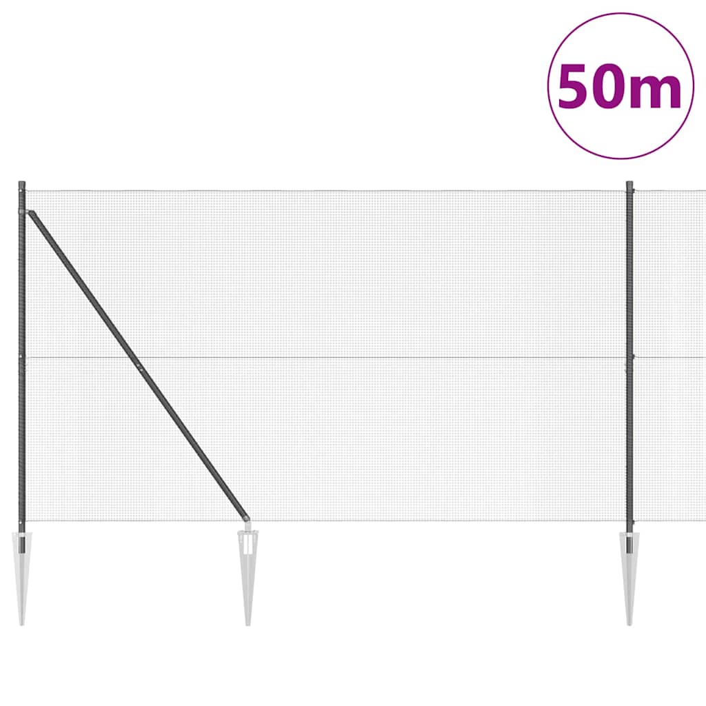 vidaXL Zaunpfosten Grau 50 x 1,5 m (12 x 12 mm Maschen) Stahl und PVC