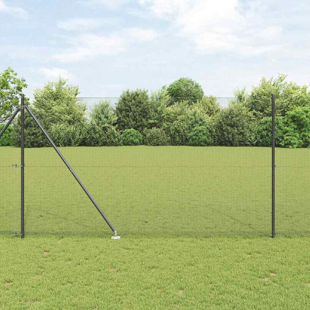 vidaXL Zaunpfosten Grau 50 x 1,5 m (16 x 16 mm Maschen) Stahl und PVC