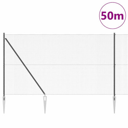 vidaXL Zaunpfosten Grau 50 x 1,5 m (16 x 16 mm Maschen) Stahl und PVC
