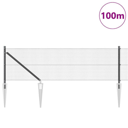 vidaXL Zaunpfosten Grau 100 x 0,4 m (12 x 12 mm Netz) Stahl und PVC