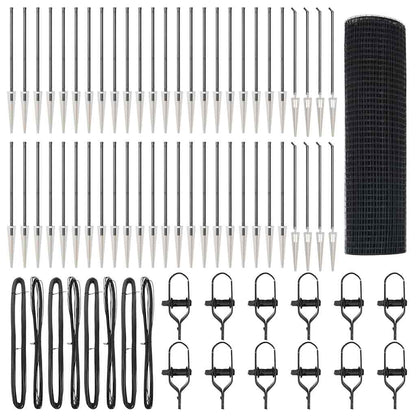 Zaunpfosten Grau 100 x 0,5 m (25 x 25 mm Maschen) Stahl und PVC