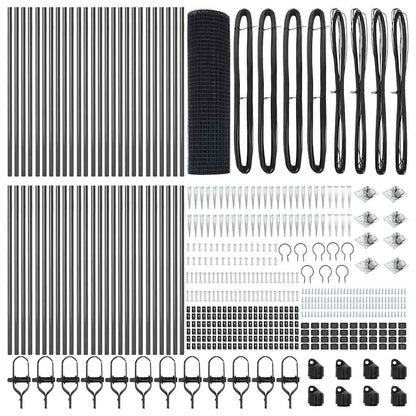 Zaunpfosten Grau 100 x 0,5 m (25 x 25 mm Maschen) Stahl und PVC