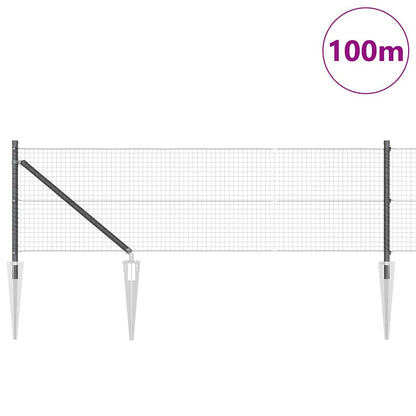 vidaXL Poteau de clôture Gris 100 x 0,6 m (mailles 25 x 25 mm) Acier et PVC