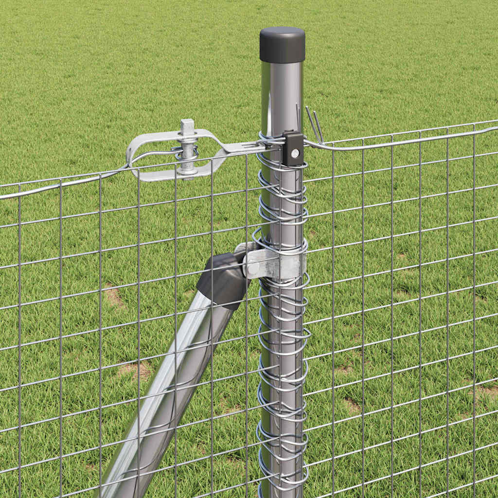 vidaXL Poteau de clôture argenté 10 x 0,8 m (mailles 25 x 25 mm) Acier