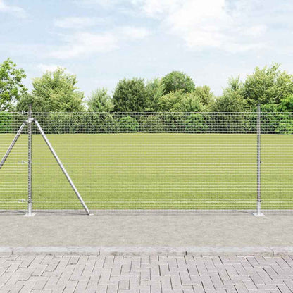 vidaXL Poteau de clôture argenté 10 x 0,8 m (mailles 25 x 25 mm) Acier