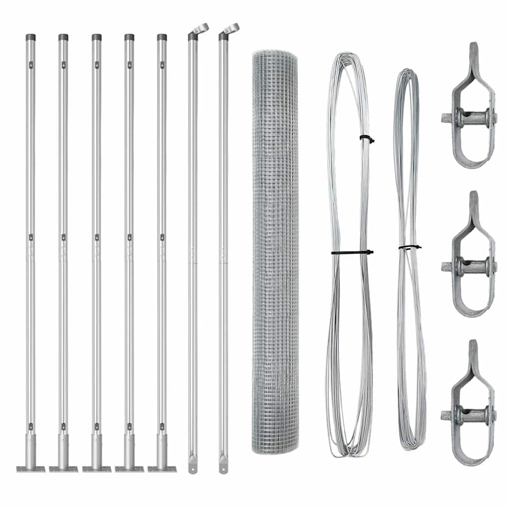 vidaXL Zaunpfosten Silber 10 x 1,2 m (25 x 25 mm Maschen) Stahl