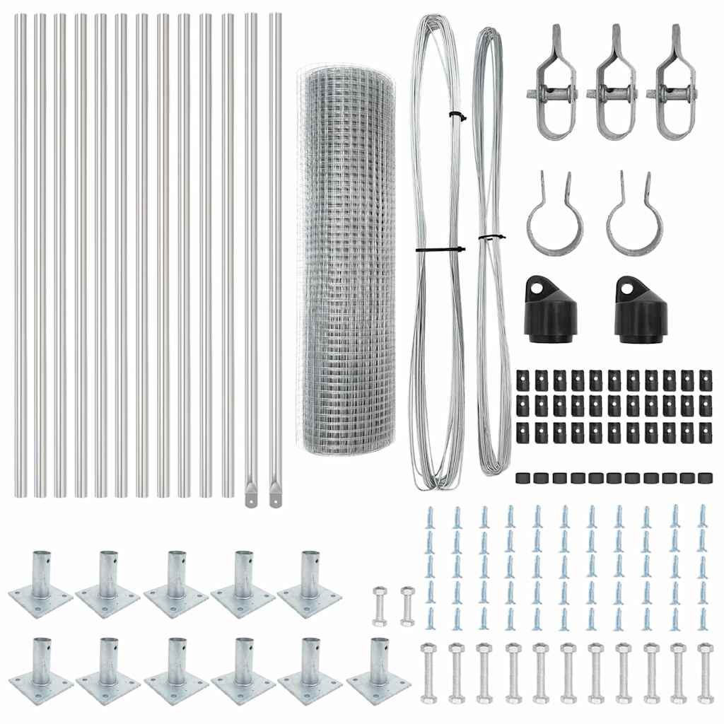 vidaXL Zaunpfosten Silber 25 x 0,4 m (25 x 25 mm Netz) Stahl