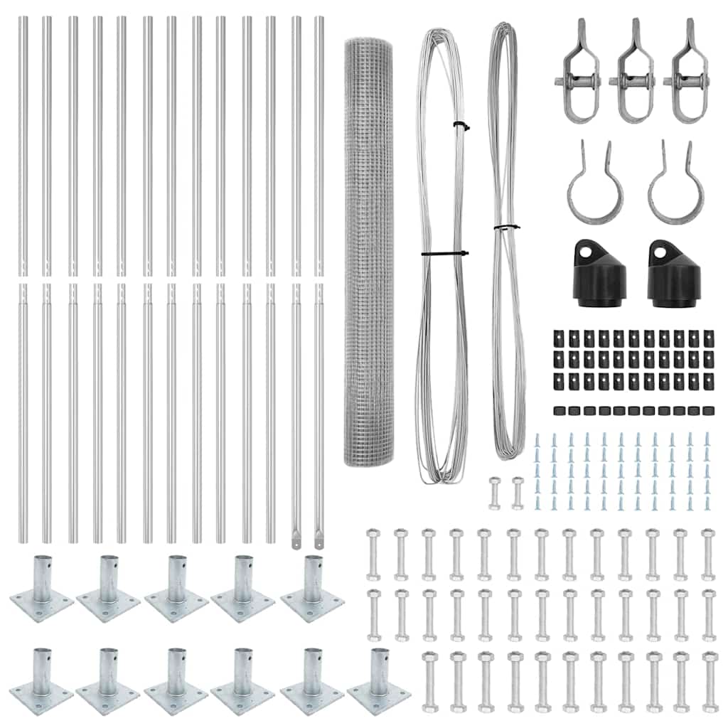 vidaXL Zaunpfosten Silber 25 x 0,8 m (12 x 12 mm Mesh) Stahl