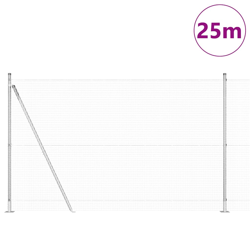 vidaXL Zaunpfosten Silber 25 x 1,4 m (19 x 19 mm Netz) Stahl