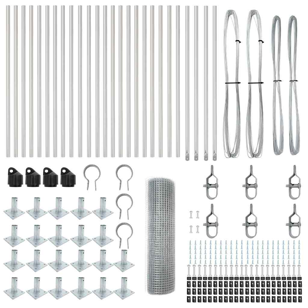 Zaunpfosten Silber 50 x 0,8 m (19 x 19 mm Maschen) Stahl