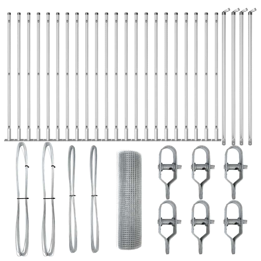 Zaunpfosten Silber 50 x 1 m (16 x 16 mm Maschen) Stahl