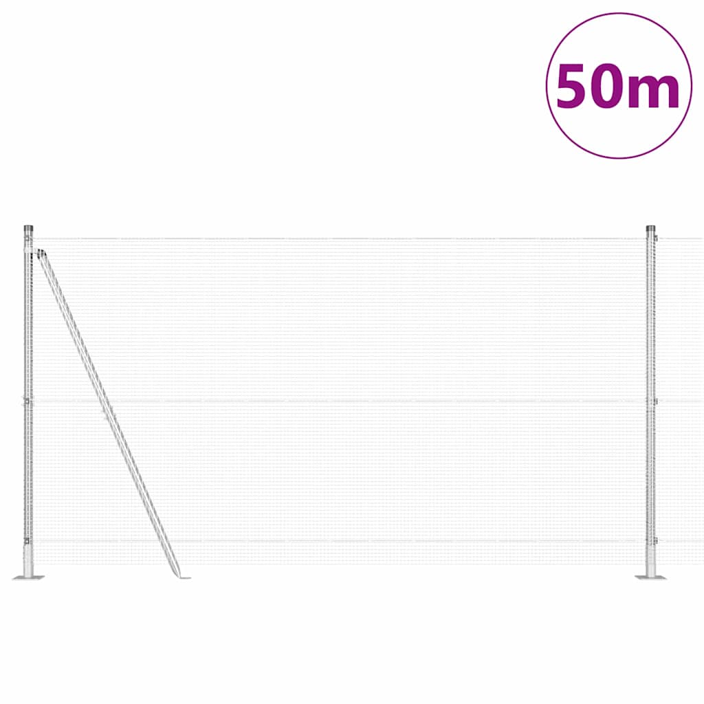 vidaXL Zaunpfosten Silber 50 x 1,2 m (12 x 12 mm Maschen) Stahl