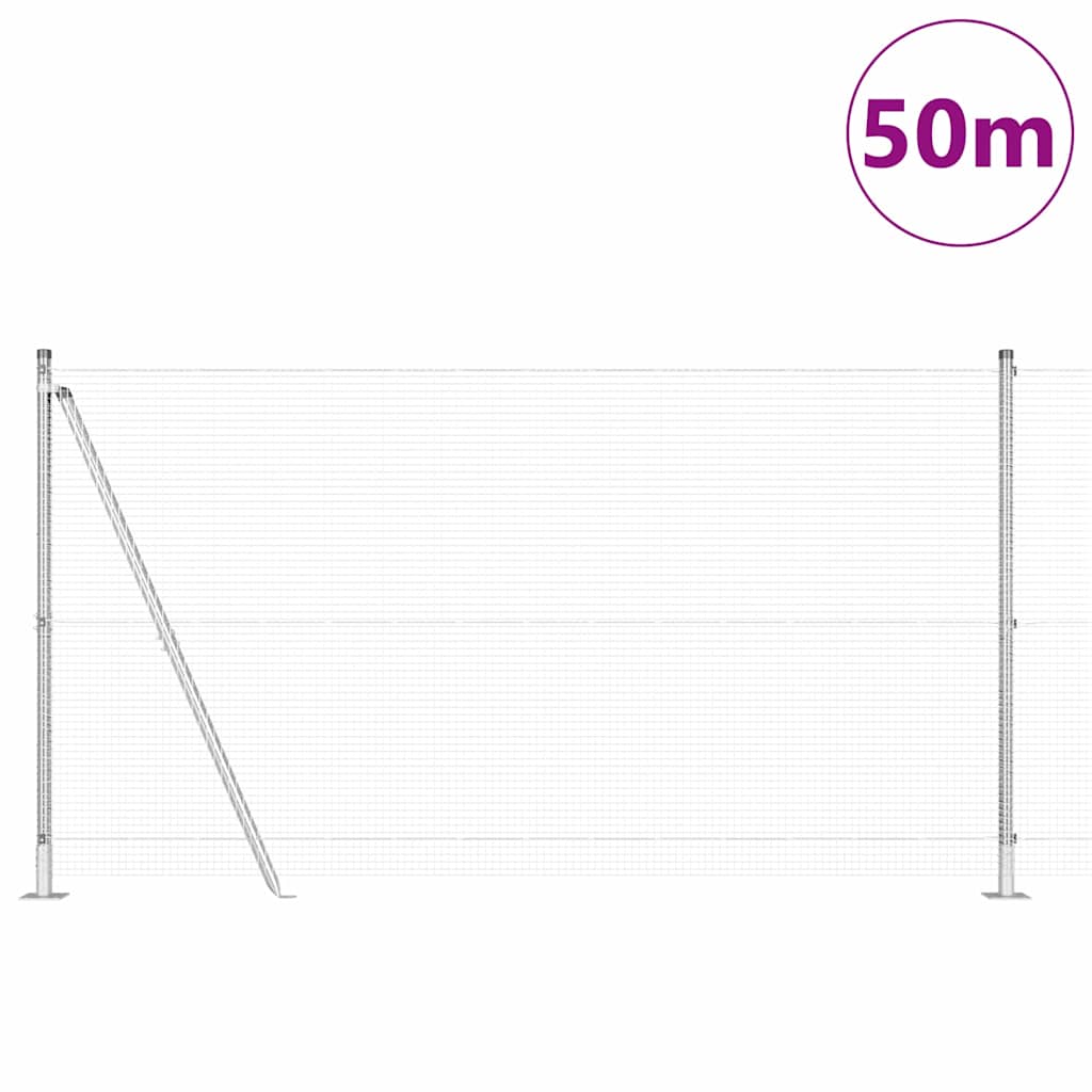 vidaXL Zaunpfosten Silber 50 x 1,2 m (16 x 16 mm Netz) Stahl